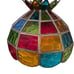 Vintage Slag Stained Glass Pendant Multi Color MCM Hanging Swag Lamp Light 12”W