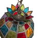 Vintage Slag Stained Glass Pendant Multi Color MCM Hanging Swag Lamp Light 12”W