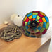Vintage Slag Stained Glass Pendant Multi Color MCM Hanging Swag Lamp Light 12”W