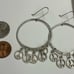 vintage sterling silver Bohemian circle hoop with dangle peace charms earrings