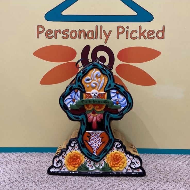 Blue Sky Clayworks DIA DE LOS MUERTOS CROSS Tealight Holder