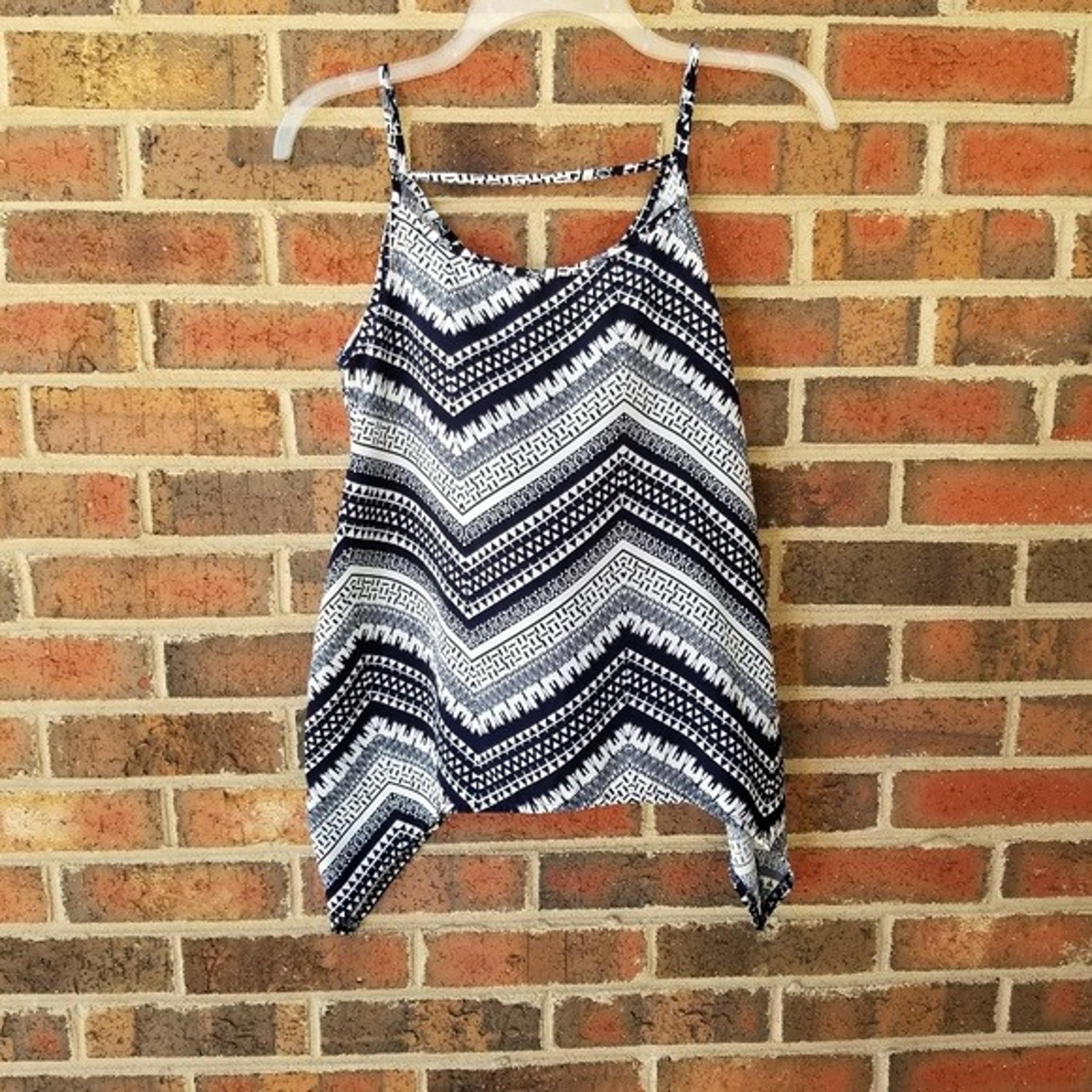 Pink Rose Navy Blue & White Top
