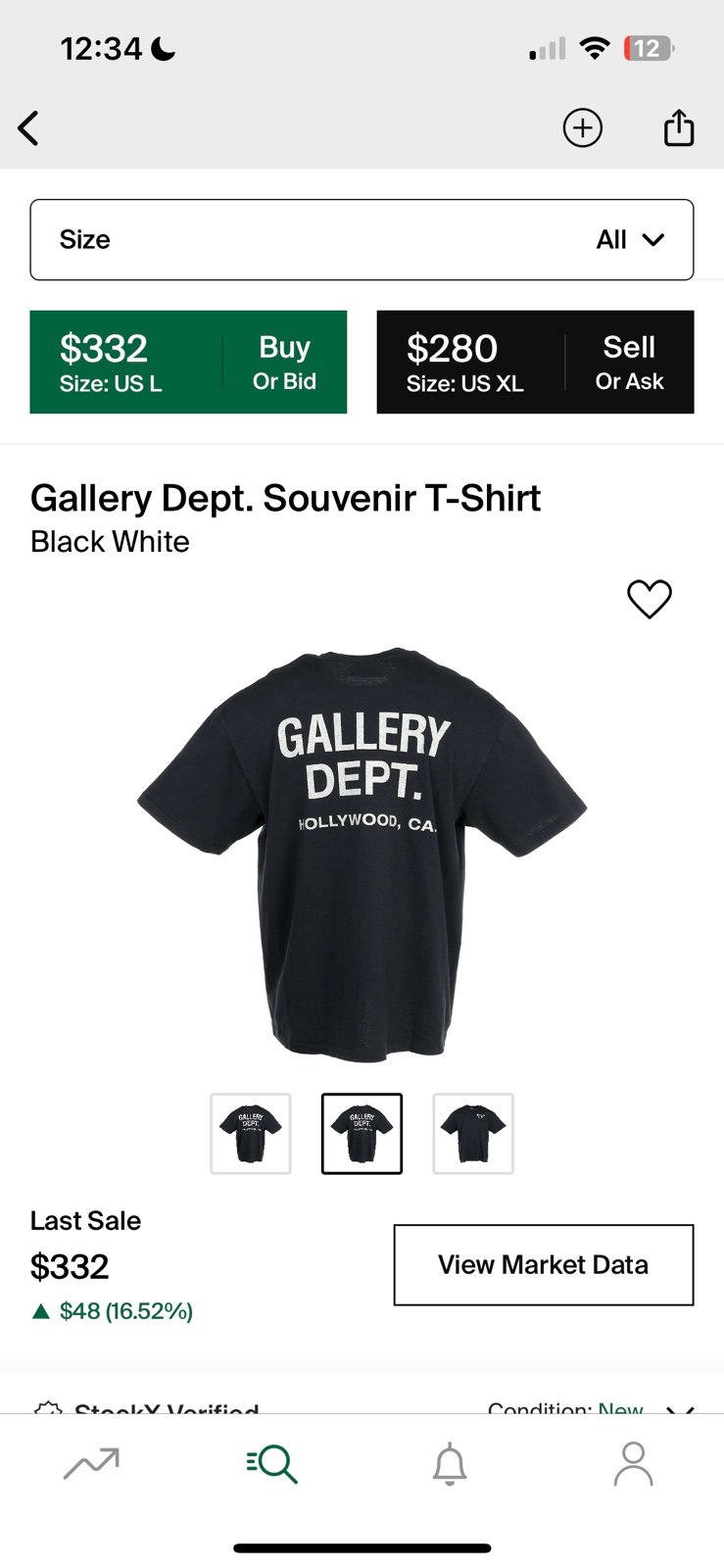 Gallery Dept. Souvenir T-Shirt Black White