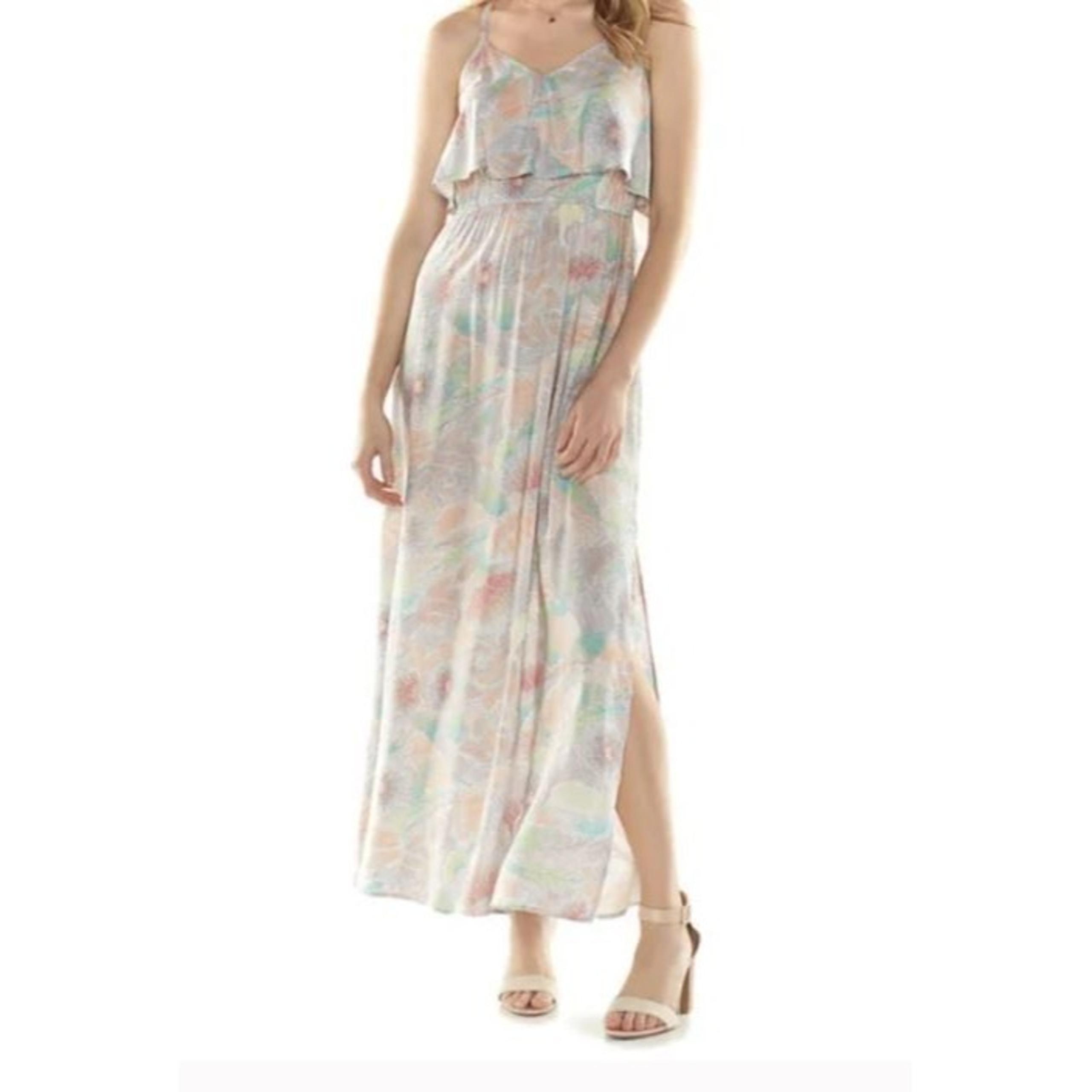 LC Lauren Conrad Maxi Dress Pastel Tropical Floral Print Size S