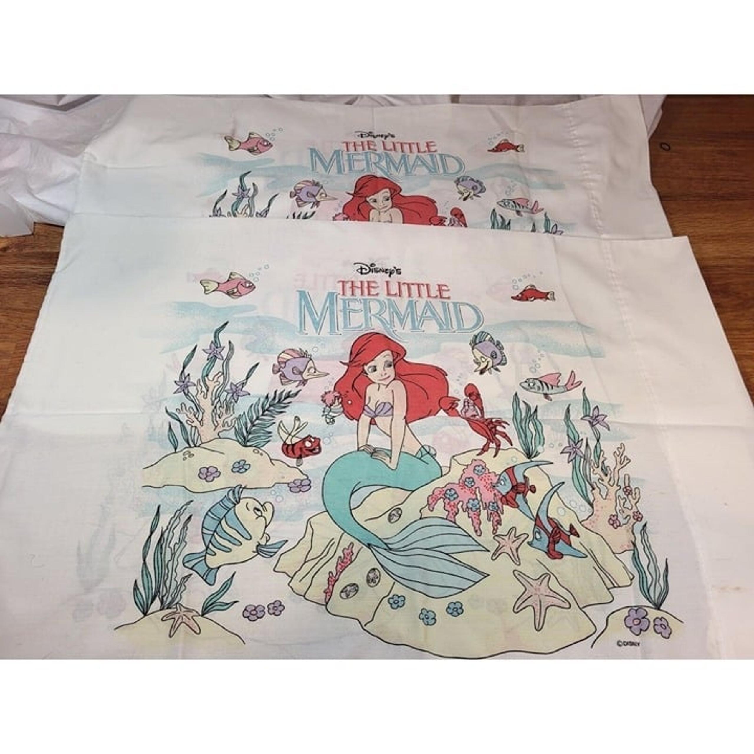 Vtge Disneys Little Mermaid Set Of 2 Standard Pillowcases