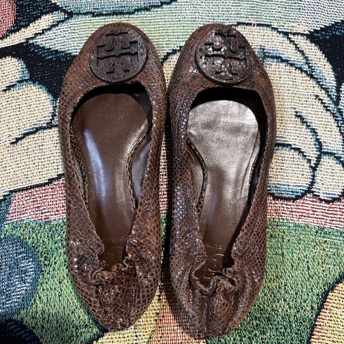 Tory Burch Reva Flats Snake Skin Print