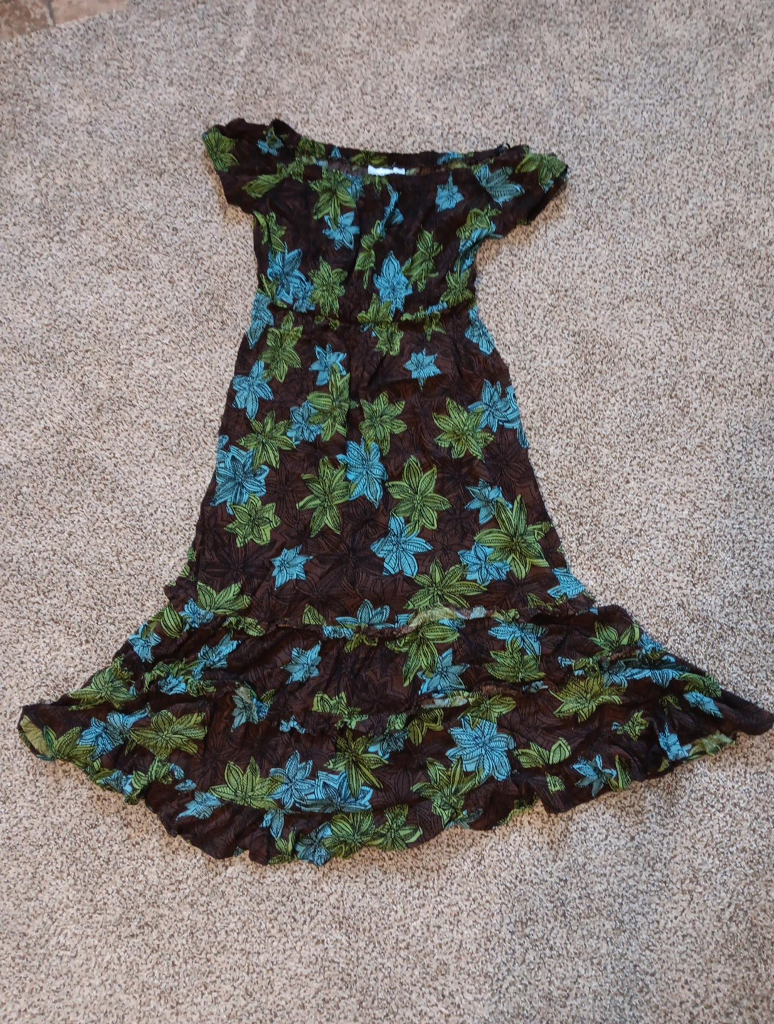 Chadwicks Brown Floral Off The Shoulder Maxi Dress- Sz S