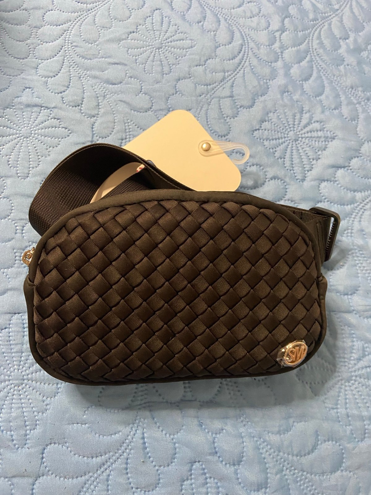 STEVE MADDEN Black Woven Everywhere Belt Bag