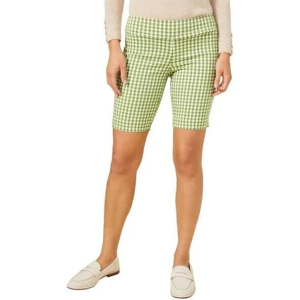 J.Mclaughlin Masie Green/ White Gingham Shorts Size 2 Tennis Pickleball Casual