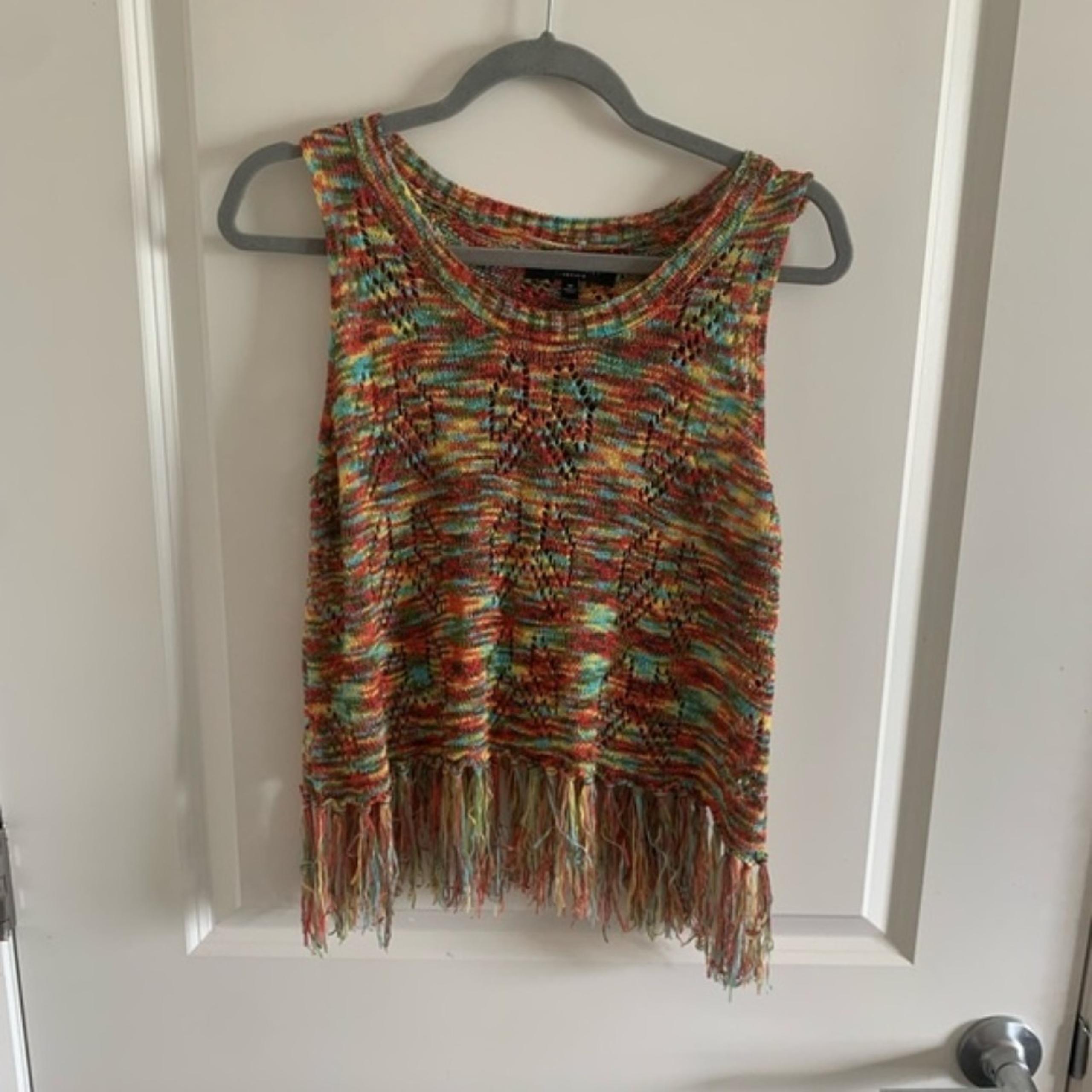 Romeo & Juliet Couture Crochet Lace Boho Multicolor Top