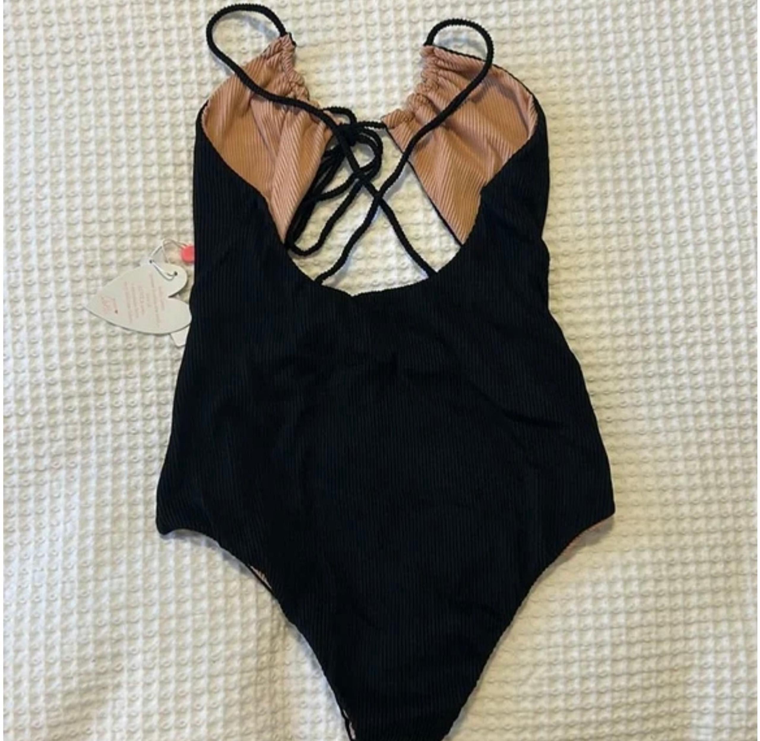 NWT Lollipop Reversible black & tan one piece-L