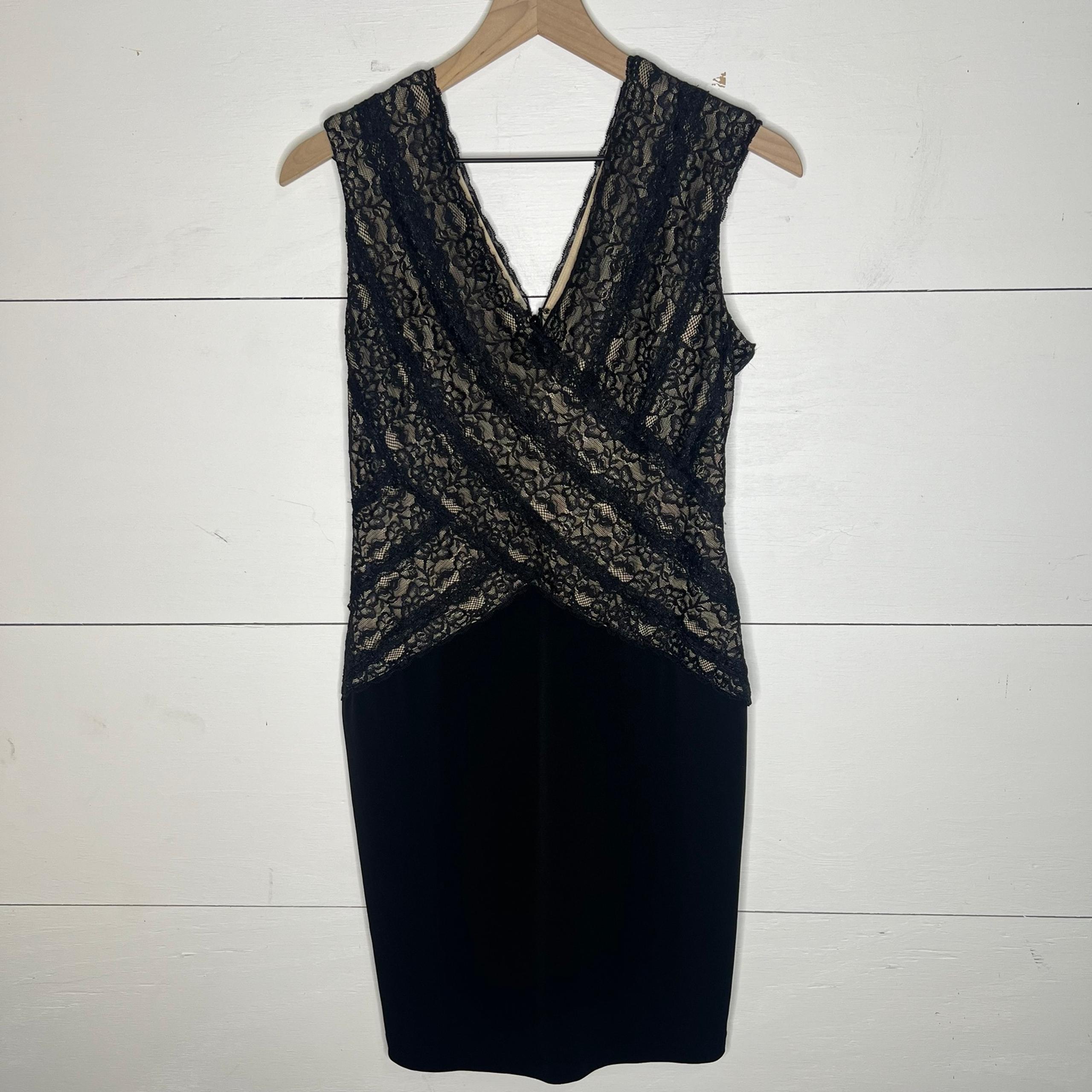 Calvin Klein • Black Lace Stretch Cap Sleeve Cocktail Party Sheath Dress