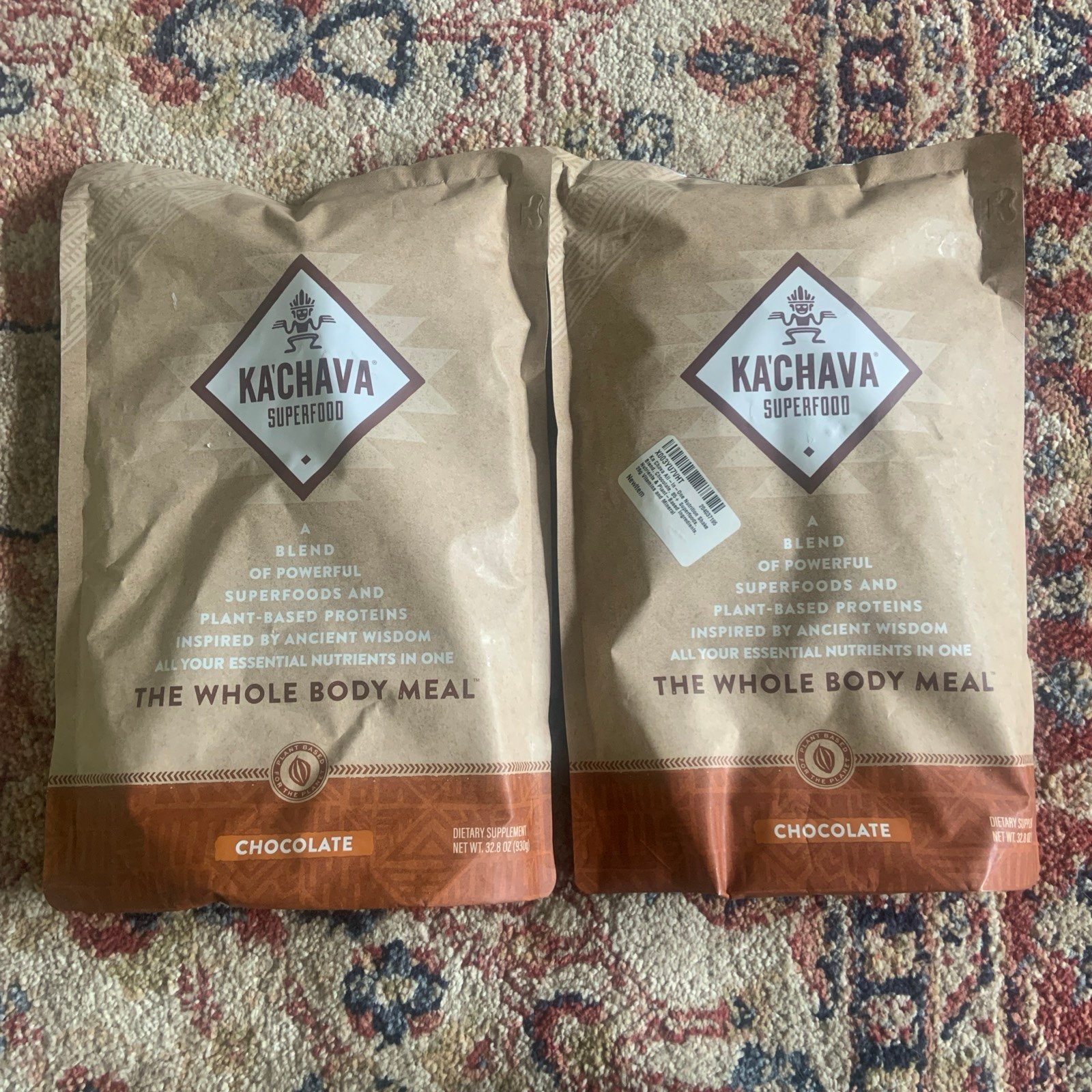 2 Bags Ka'Chava Kachava Chocolate Superfood Whole Body Meal 32.8 Oz *READ*