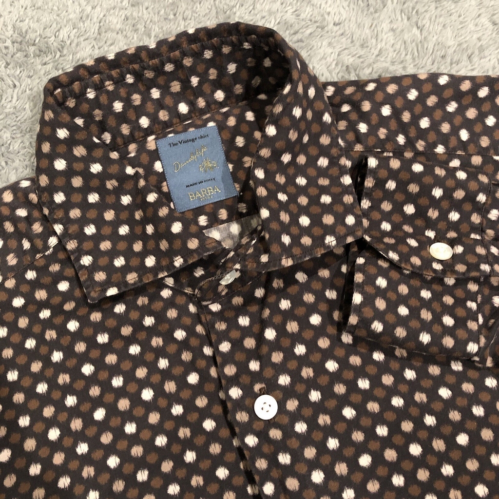 BARBA Napoli Mens 42-16.5 Floral Geometric Long Sleeve Cotton Button Shirt Italy