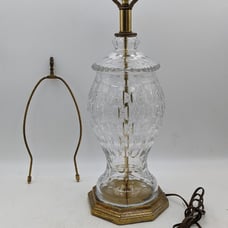 Crystal Cut Brass Ginger Jar Table Lamp