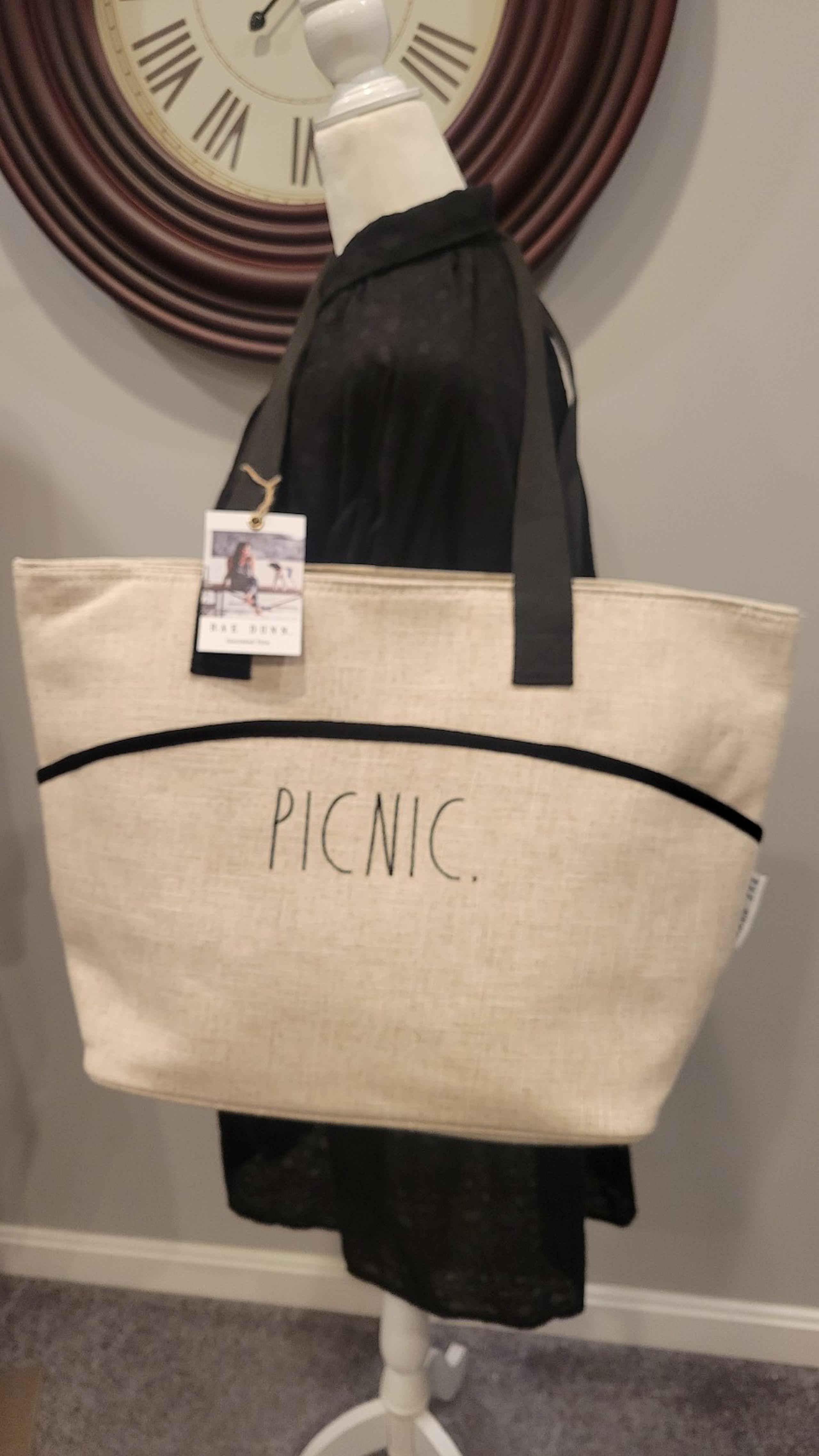 Rae Dunn Insulated Tote Bag PICNIC Beige Color