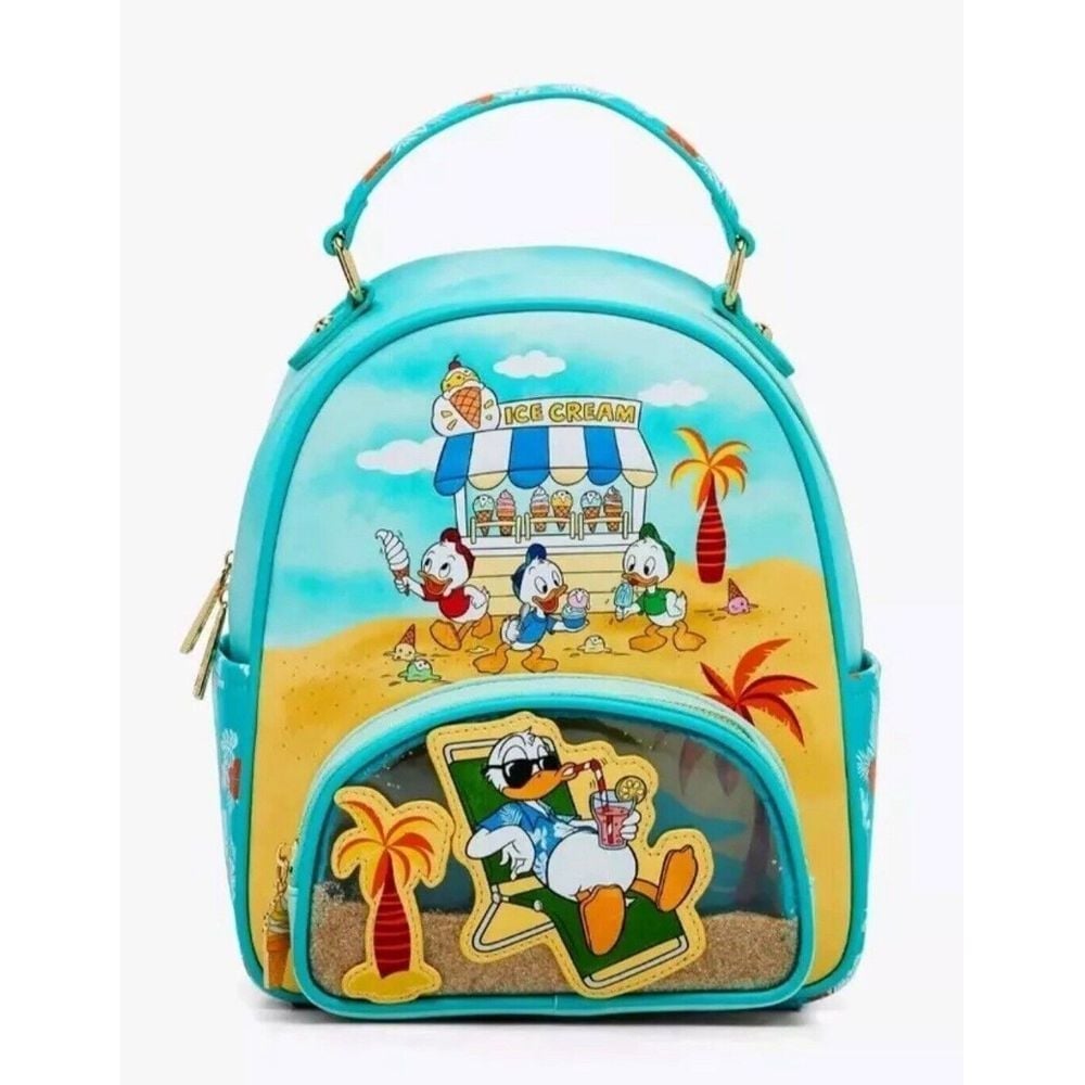 Disney Donald Duck 90th Anniv Beach Mini Backpack Huey Dewey Louie Ice Cream NEW