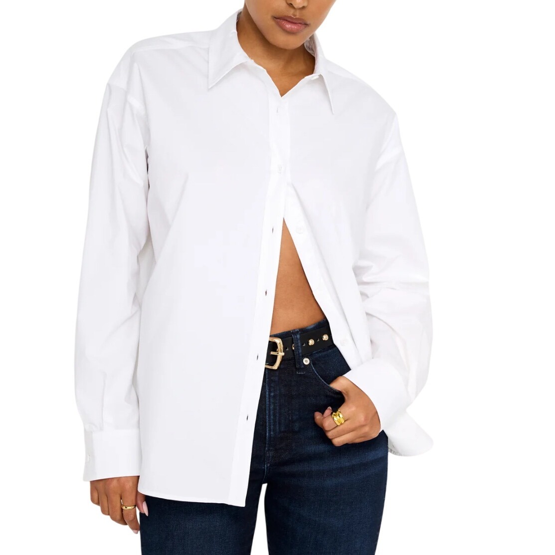 NWT 3X Good American Poplin White Button-Down Shirt Plus Sized Collared Blouse