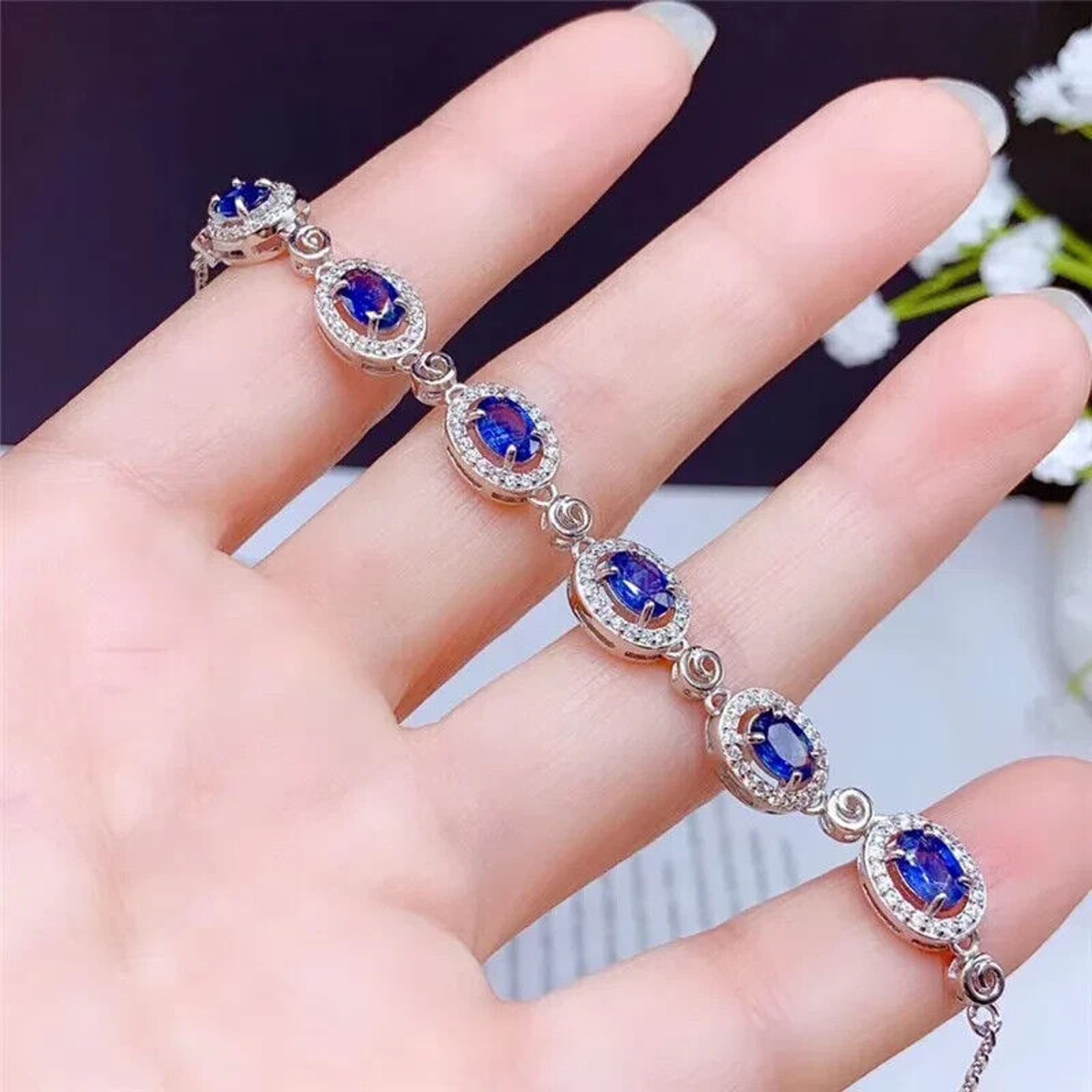Natural Sapphire Tennis Bracelet, Women's Sapphire Jewelry, Genuine Sapphire