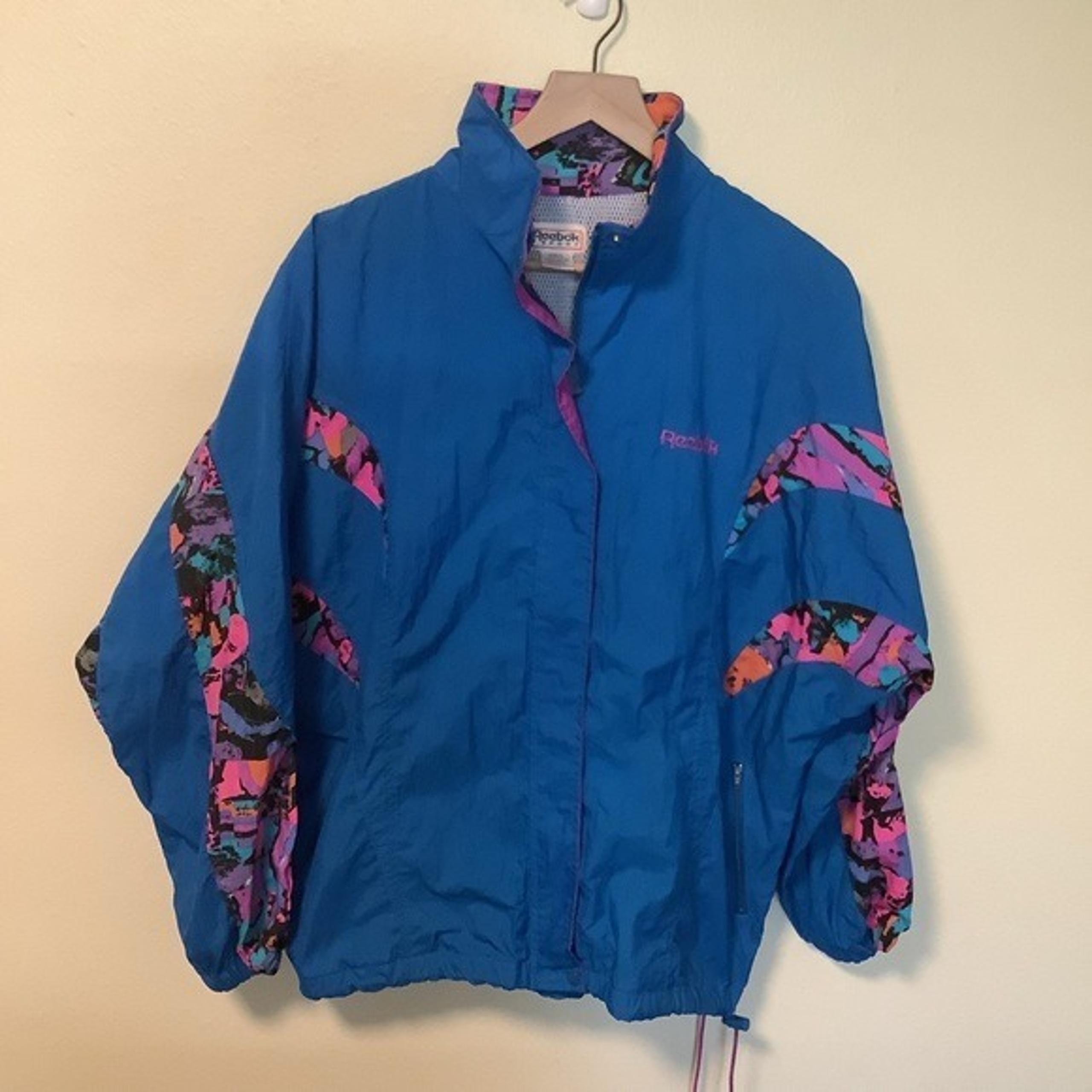 Reebok sport vintage Y2K 80/90’s classic colorful nylon windbreaker size large
