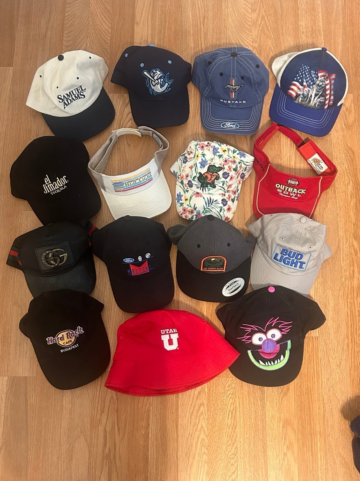 15 hat lot. Cool hats-cheap. Sports and visors. <3 a hat.