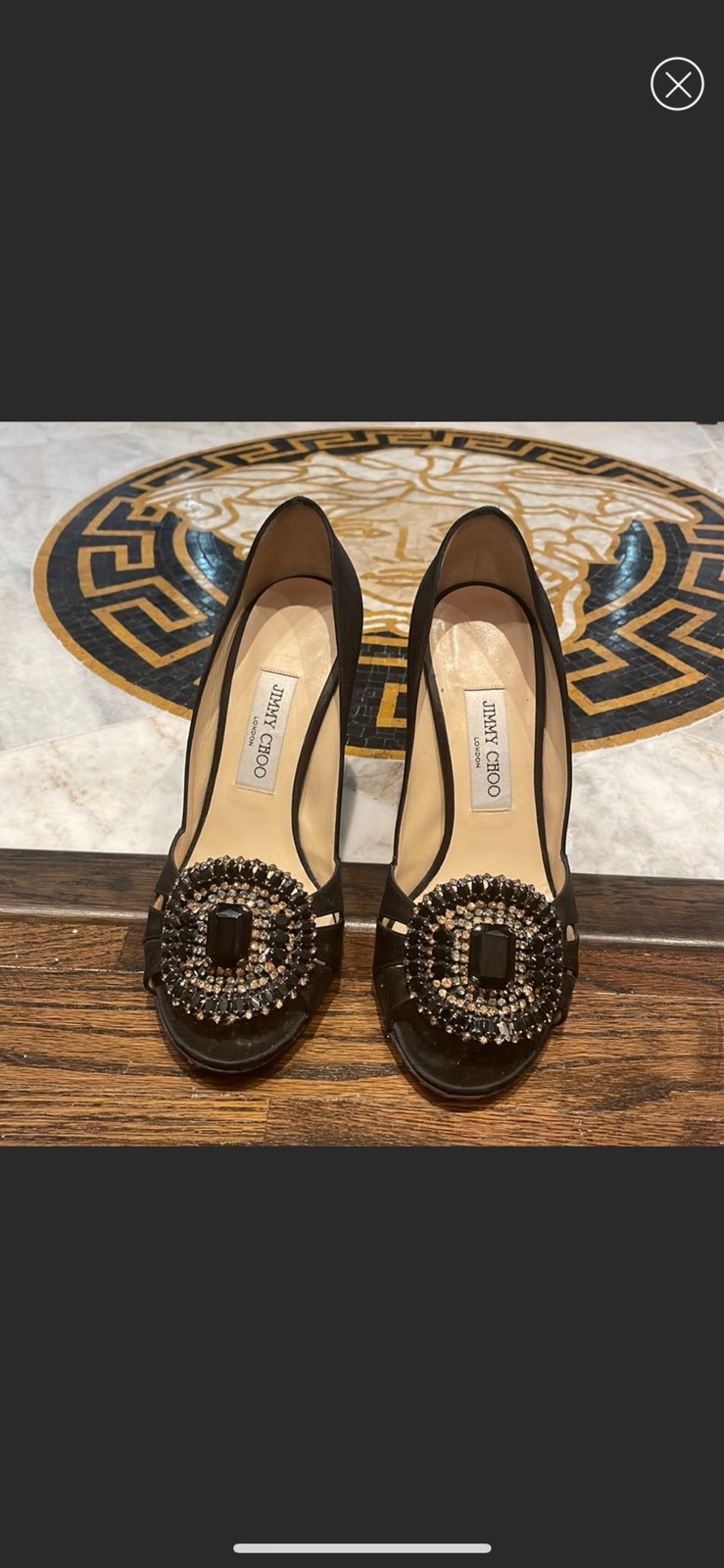 Jimmy Choo Gorgeous Embellished Black Satin Pump