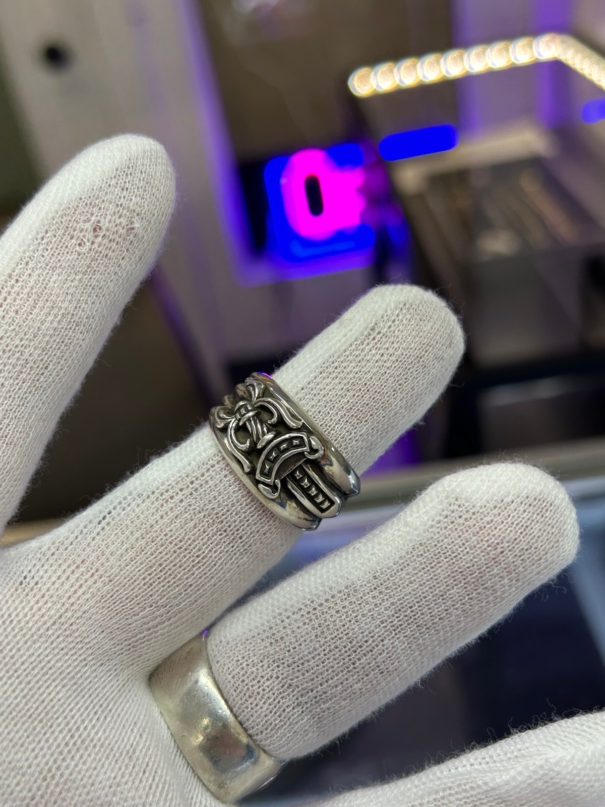 925 Silver Chrome Hearts “Dagger” Ring