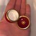 Halcyon Days Enamels England red and gold trinket box with number 40