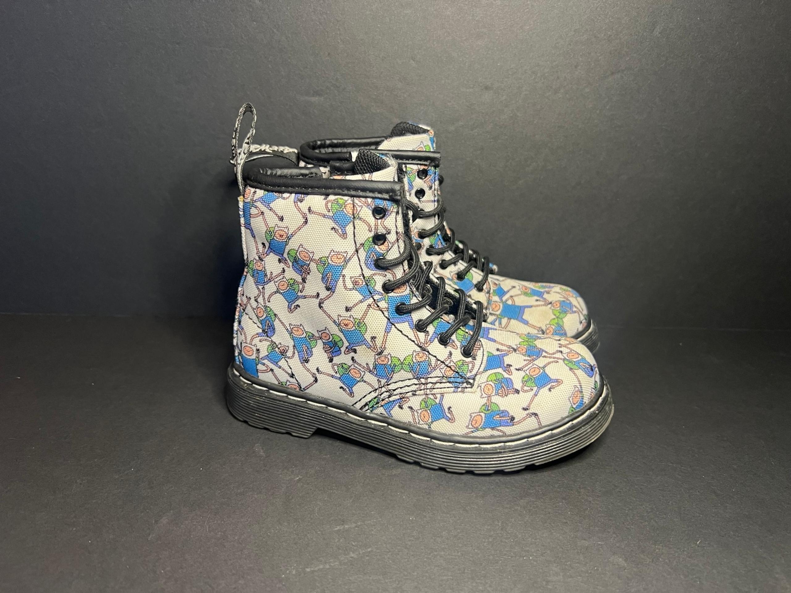 Doc Dr Martens Cartoon Network Adventure Time Finn Lace Up & Zip Kids Boots 10