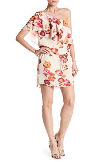 Haute Hippie one shoulder ruffle dress