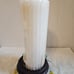 Vintage Lourdes Mother Mary Pillar Candle White with Plastic Statue W/stand