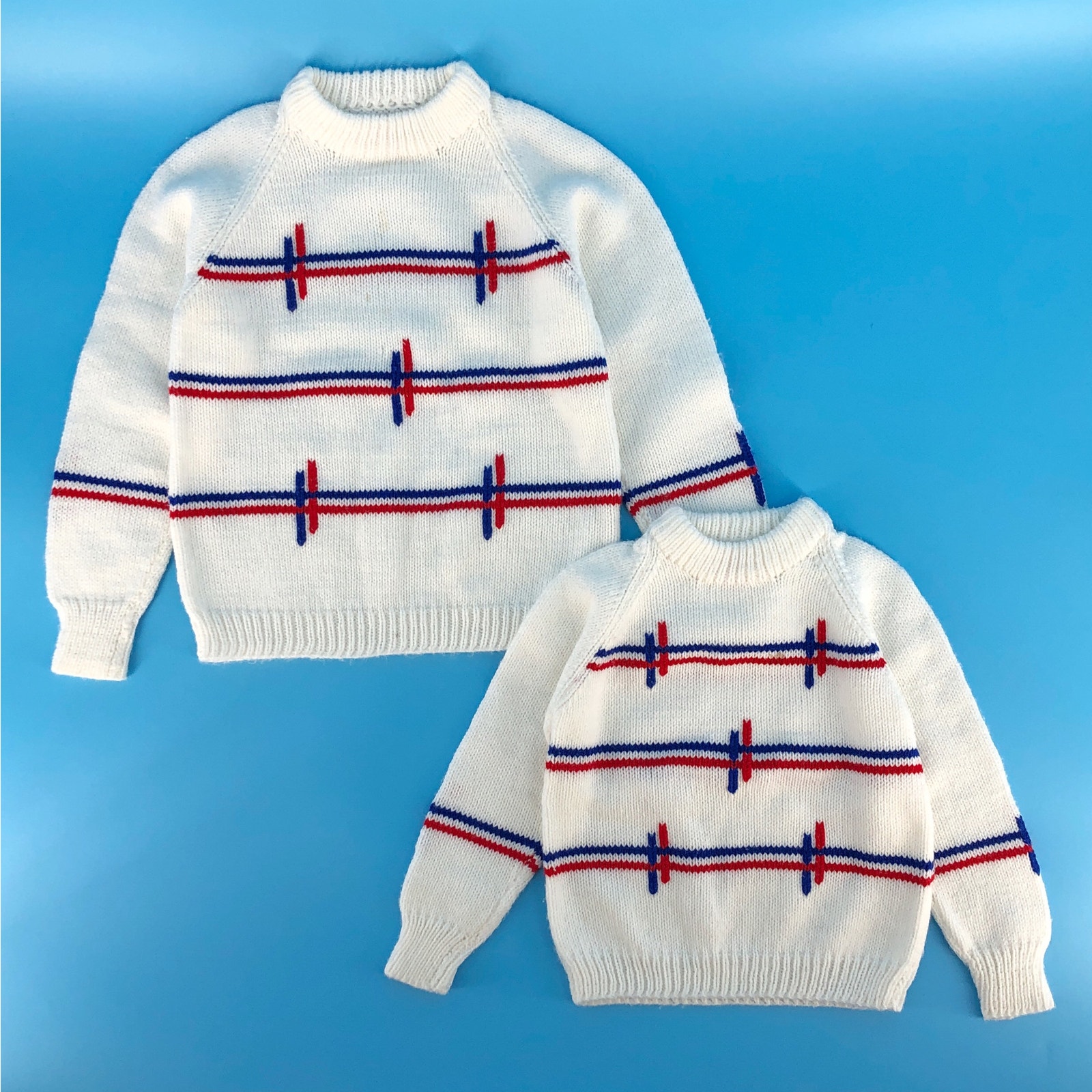 80s handmade Irish matching children’s sweaters 1980s vintage set of 2