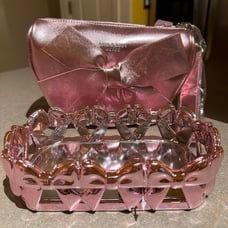 Bath & Body Works Pink Bow tray and Pink Bow zipper bag