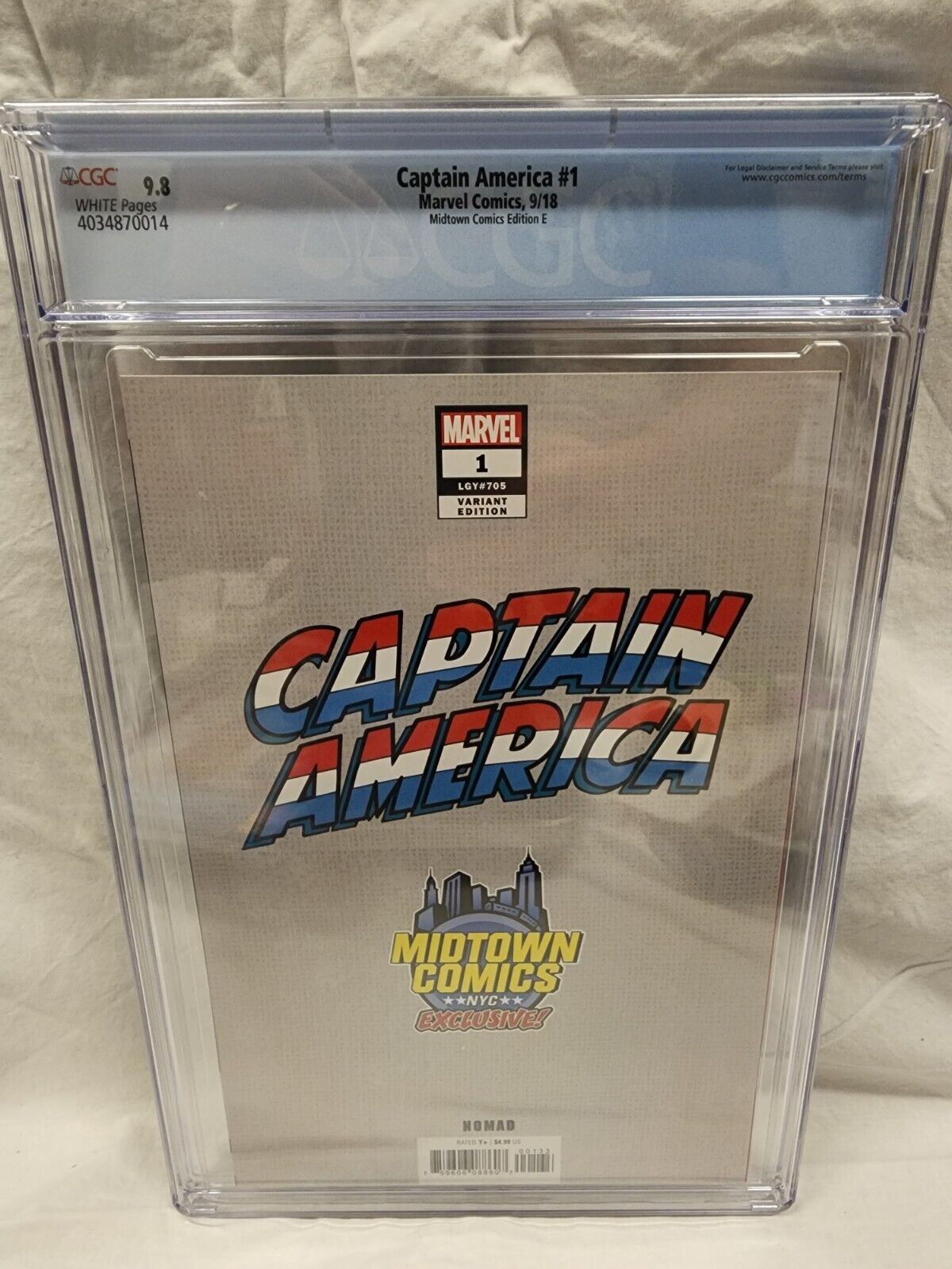 CAPTAIN AMERICA 1 vol 9 CGC 9.8 MIDTOWN NOMAD E VIRGIN VARIANT EXCLUSIVE 2018