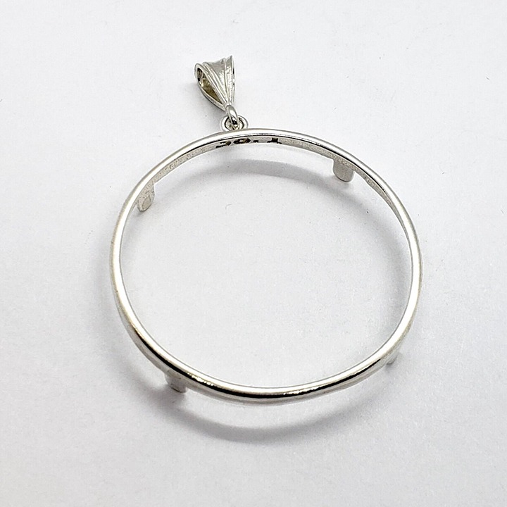 925 Sterling Silver Eagle Bezel for 41mm Coins 1oz Dollar Coin Prong Back Round