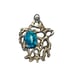 Turquoise Pendant Vintage Sterling Brutalist Hubei Turquoise 1 5/8 Long
