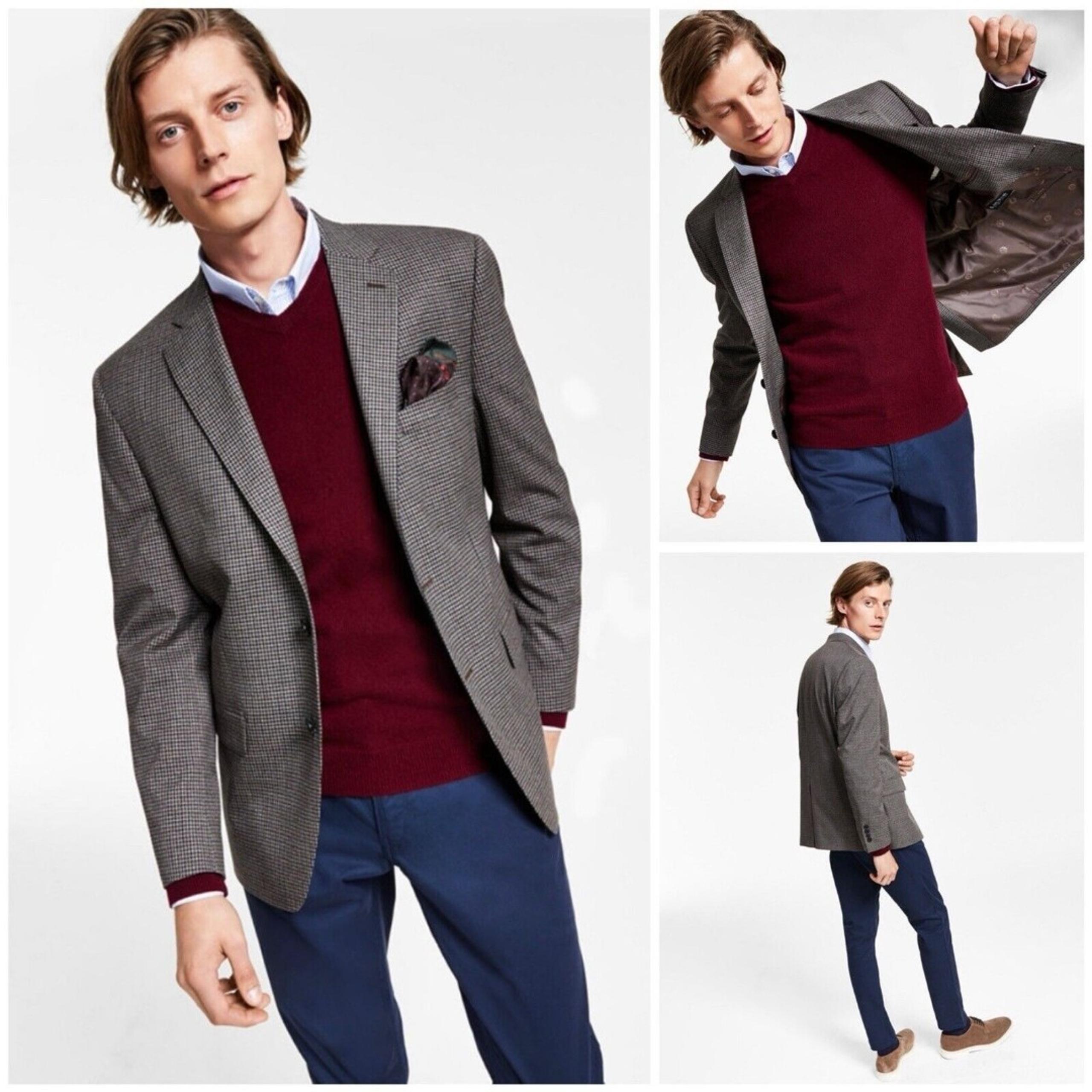 Lauren Ralph Lauren Ultra Flex Mens Brown Check Classic Fit SportCoat Jacket 48R