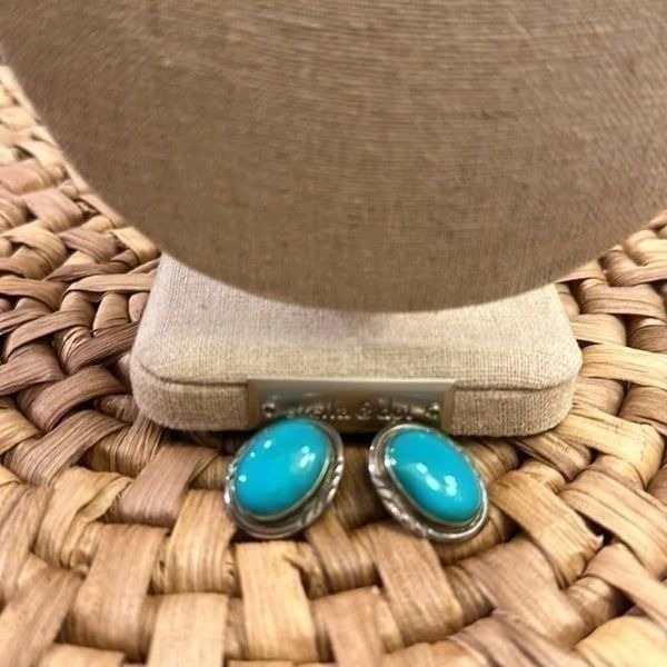 Vintage Sterling Silver Turquiose Clip-on Earrings