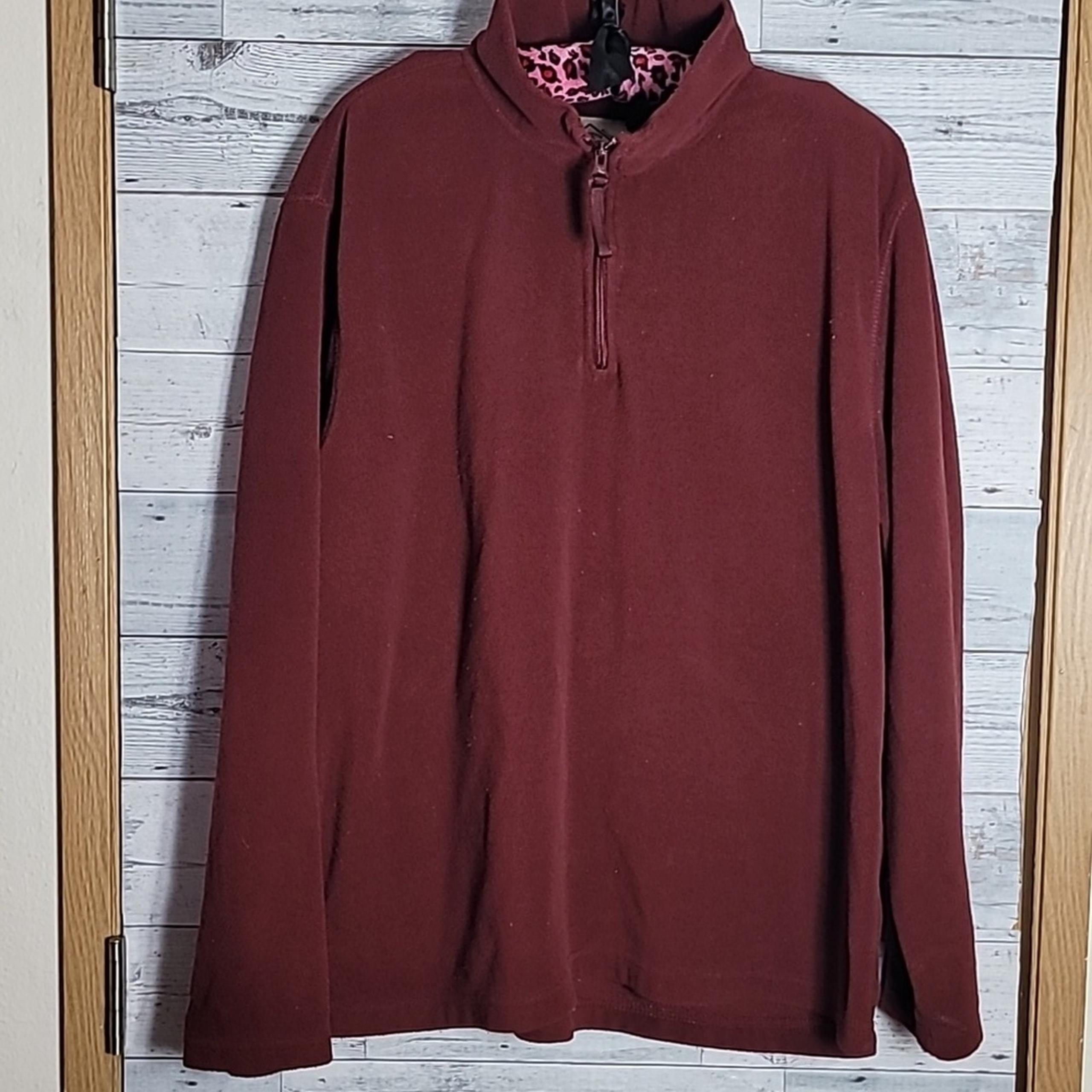 St. John's Bay Maroon Quarter Zip Pullover Fleece Sweatshirt Sz XL