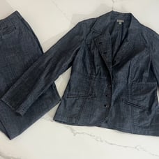 J.Jill Jacket and pants set Blue 100% Cotton Denim Like size 14 great condition