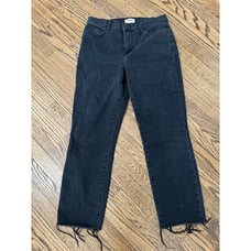 L'Agence Black Raw Hem High-Rise Crop Flare Jeans Size 28