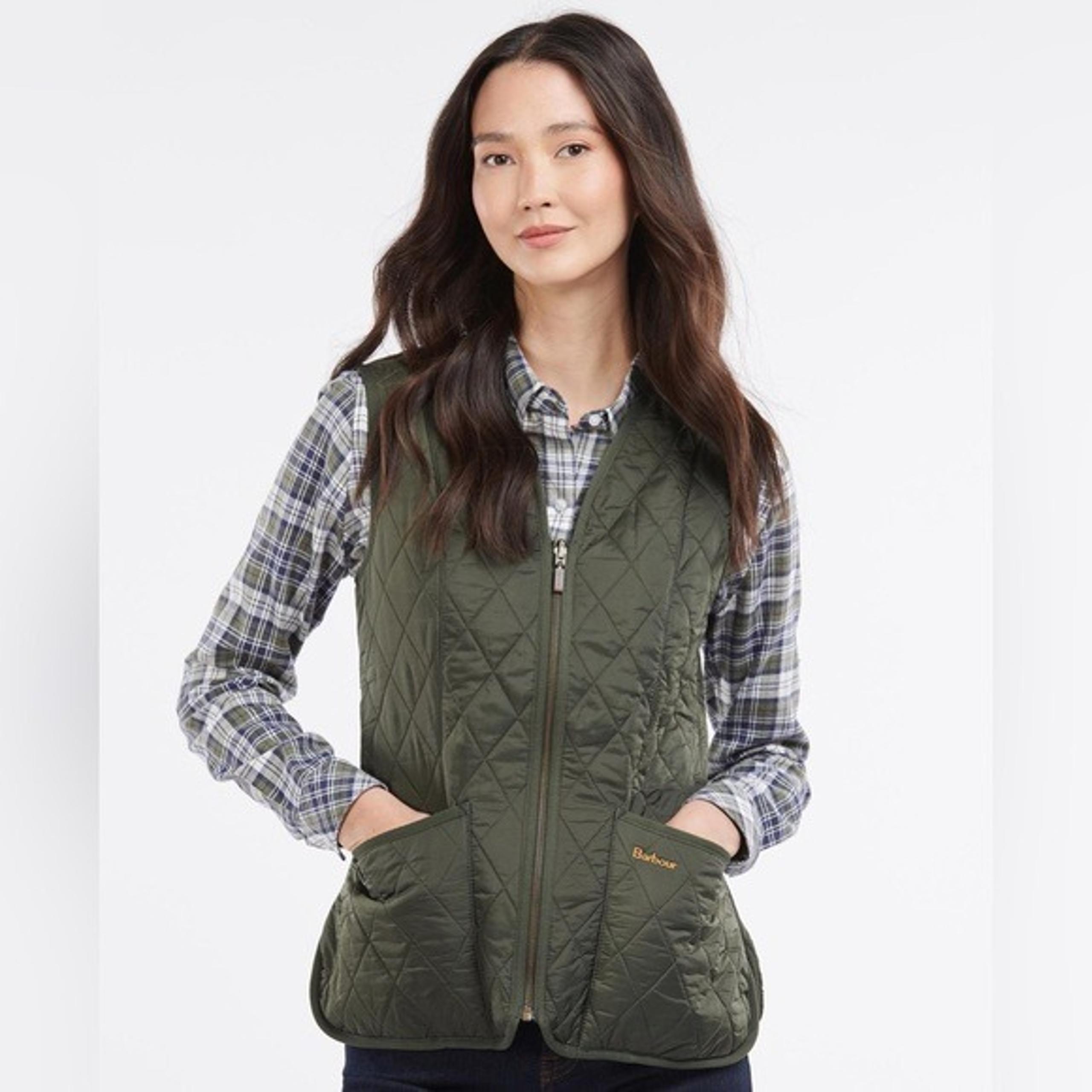 Barbour Fleece Lined Green Betty Gilet Vest Size 6