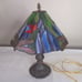 Vintage Tiffany Style Stained Glass Light Dragonfly Parlor Table Lamp Made In US
