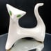 Mid-Century Modern Cubist Cat Figurine With Green Jewel Eyes Japanese Ceramic Sc