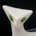 Mid-Century Modern Cubist Cat Figurine With Green Jewel Eyes Japanese Ceramic Sc