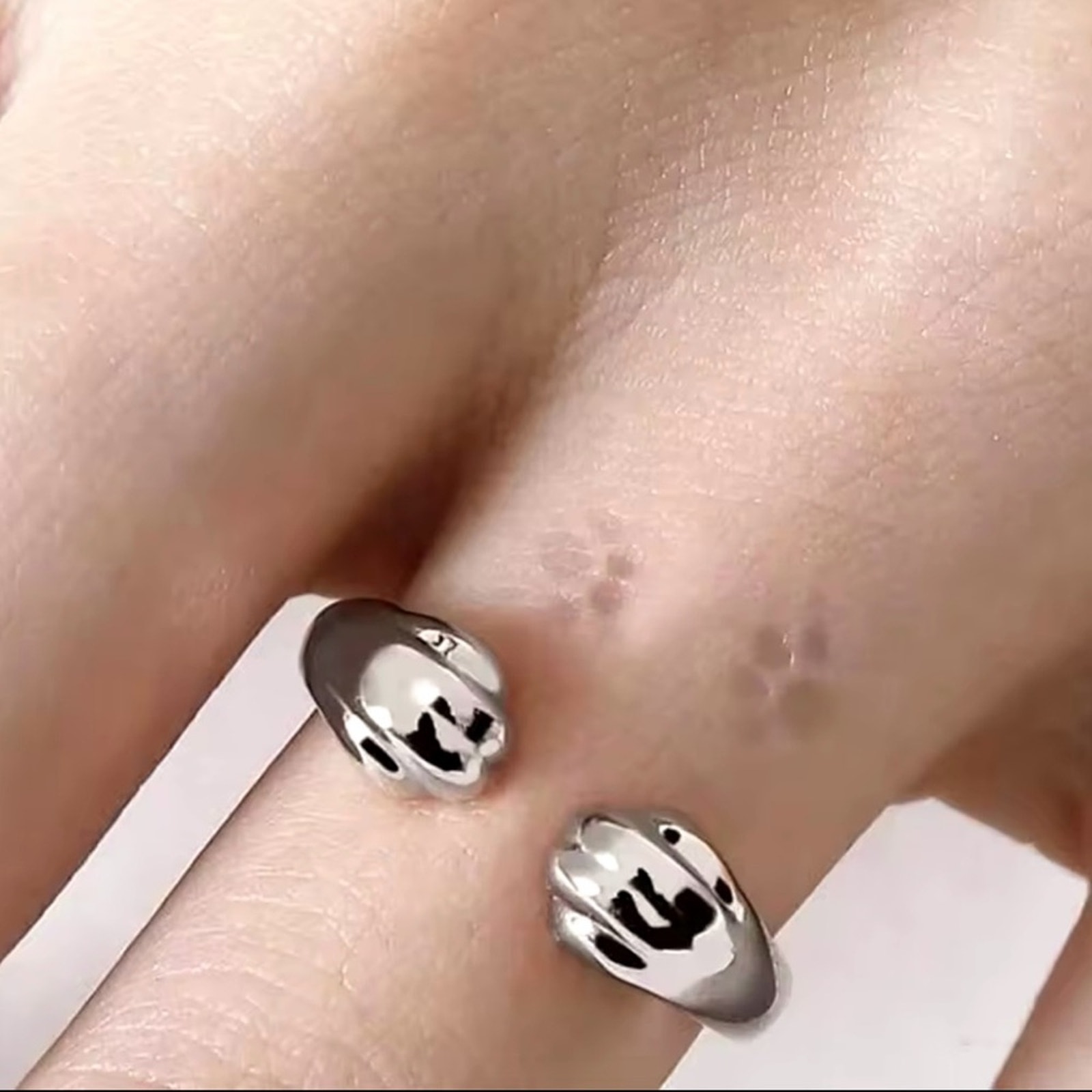 Silver Cat Puppy Paw Open Ring