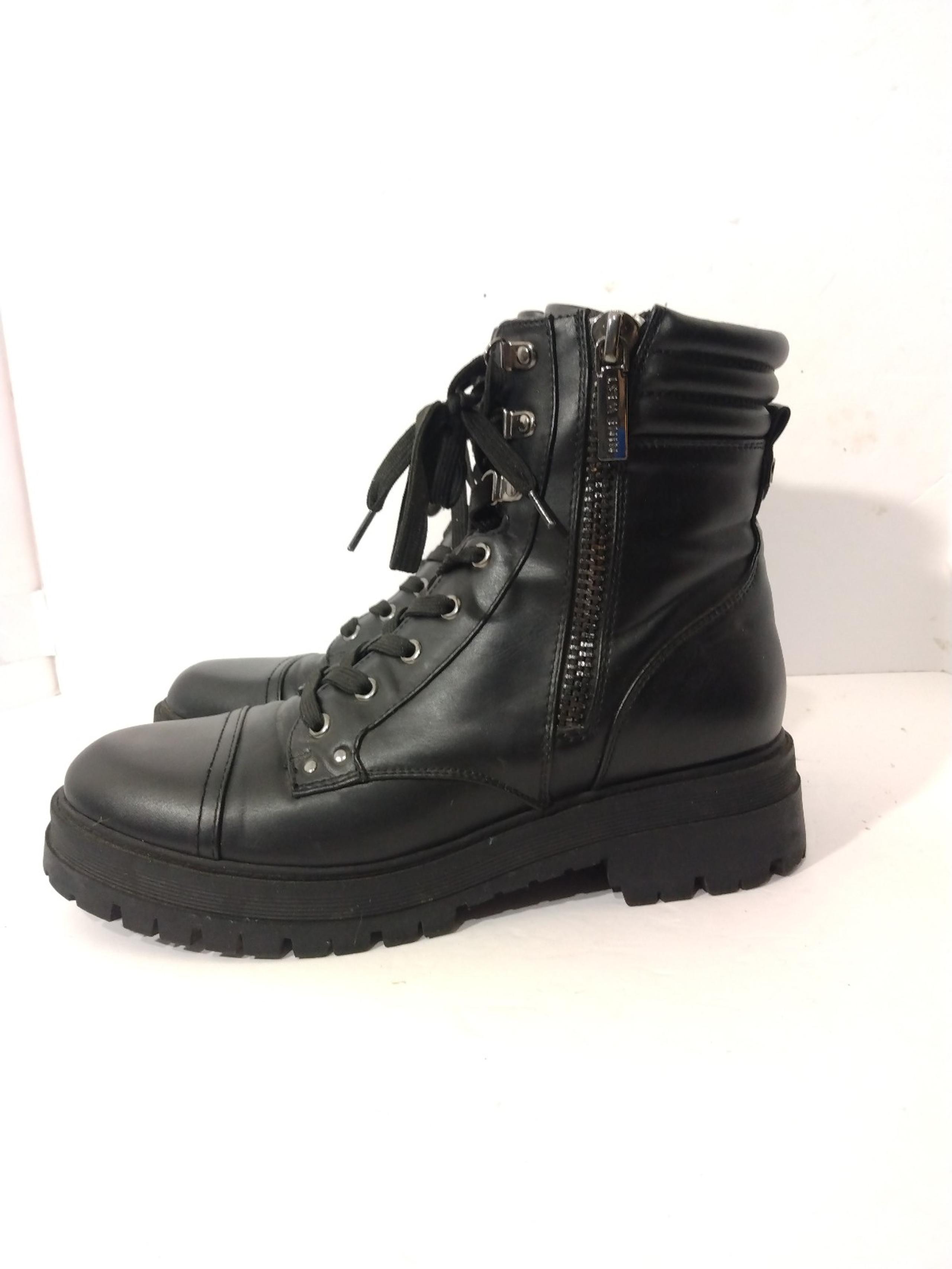 Womens Nine West Black Side Zip Combat Boots Sz 11