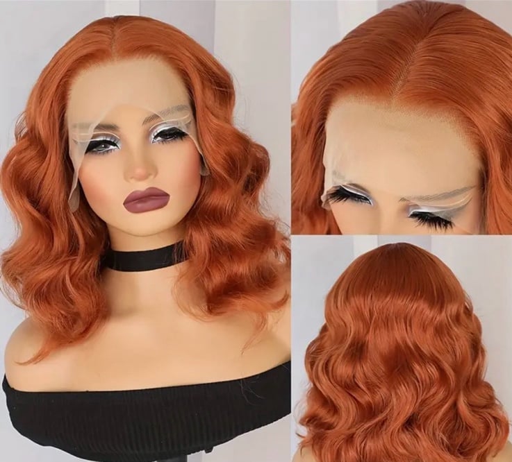 16 Inch ginger bob synthetic hair wig