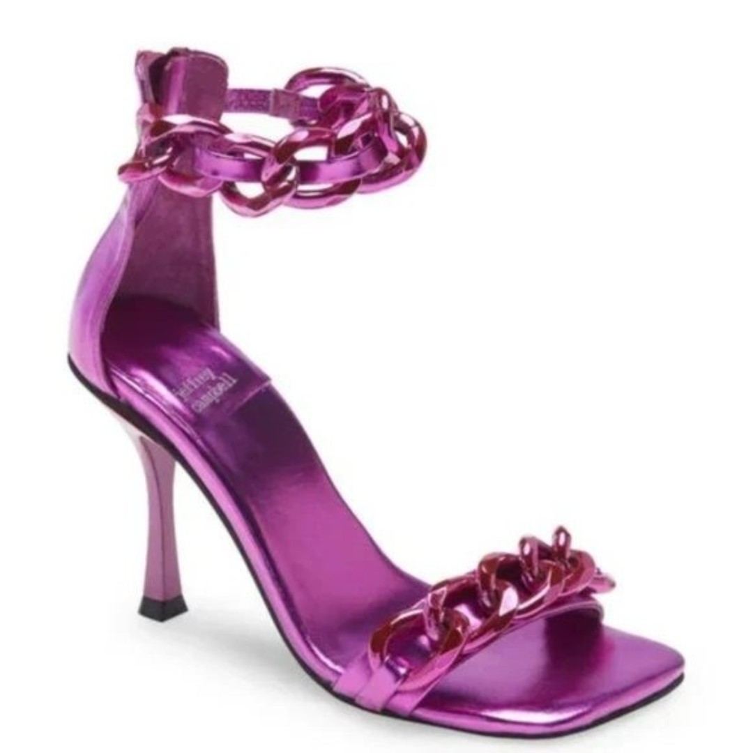 Jeffrey Campbell Matin Chained Strap Square Toe Sandal Pink Combo Size 8