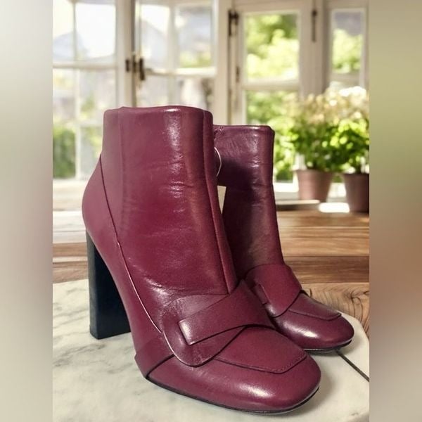 TORY BURCH Leather Red Cherry Burgundy Ankle Boots Booties Women’s Size 7